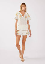 Load image into Gallery viewer, Floral Embroidery Short Sleeve Top
