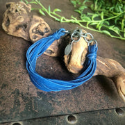 Leather 7-Strand Bracelet - Blue & Silver, Boho Western