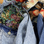 Load image into Gallery viewer, Recycled Floral Tapestry Denim Jacket