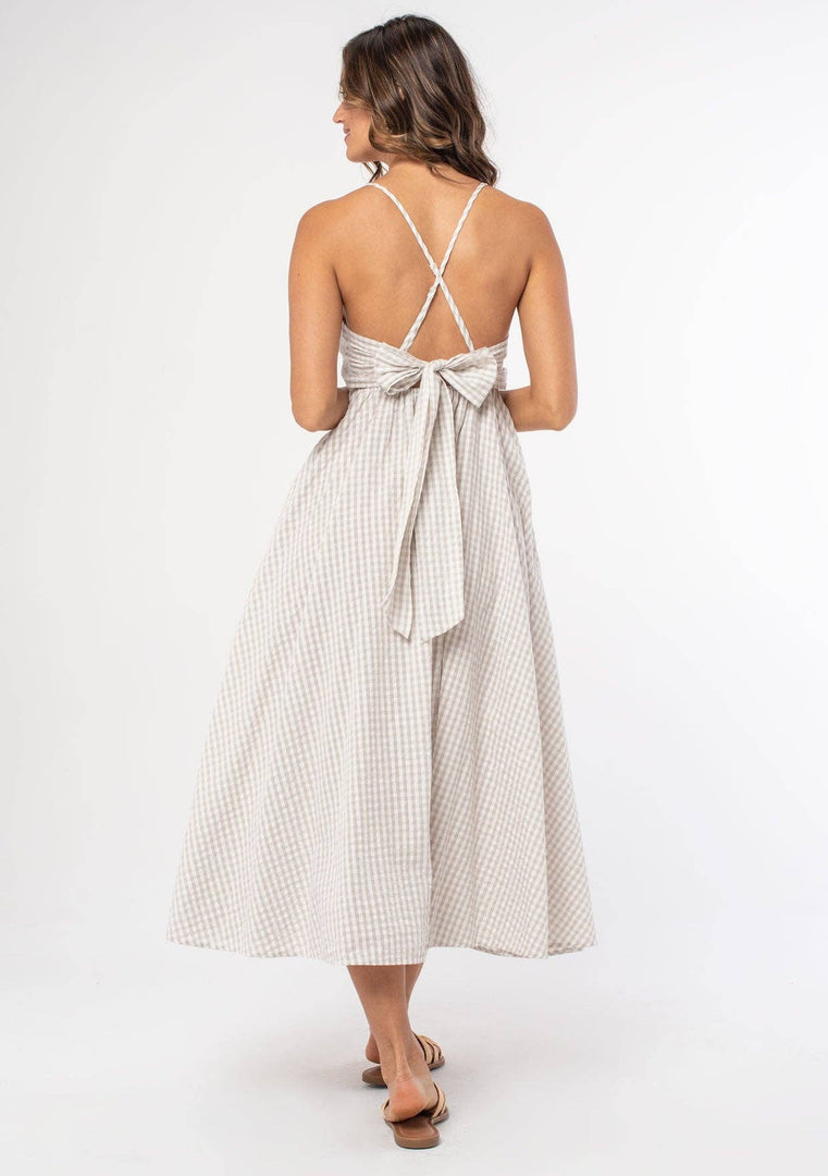 Gingham Surplice Midi Dress