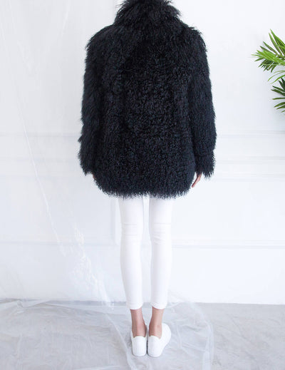 Shearling Car Coat Black