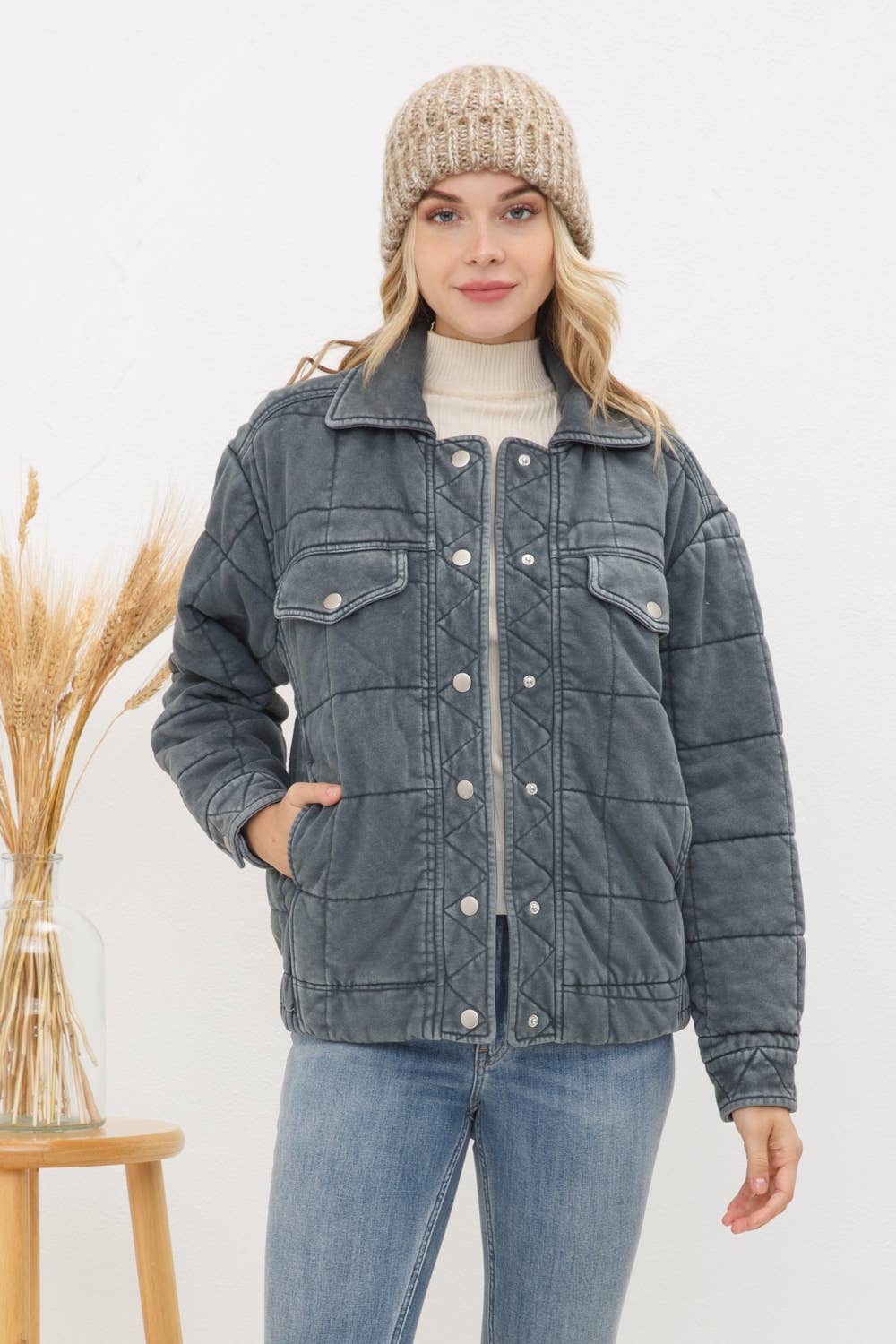 Stone Washed Quilted Jacket