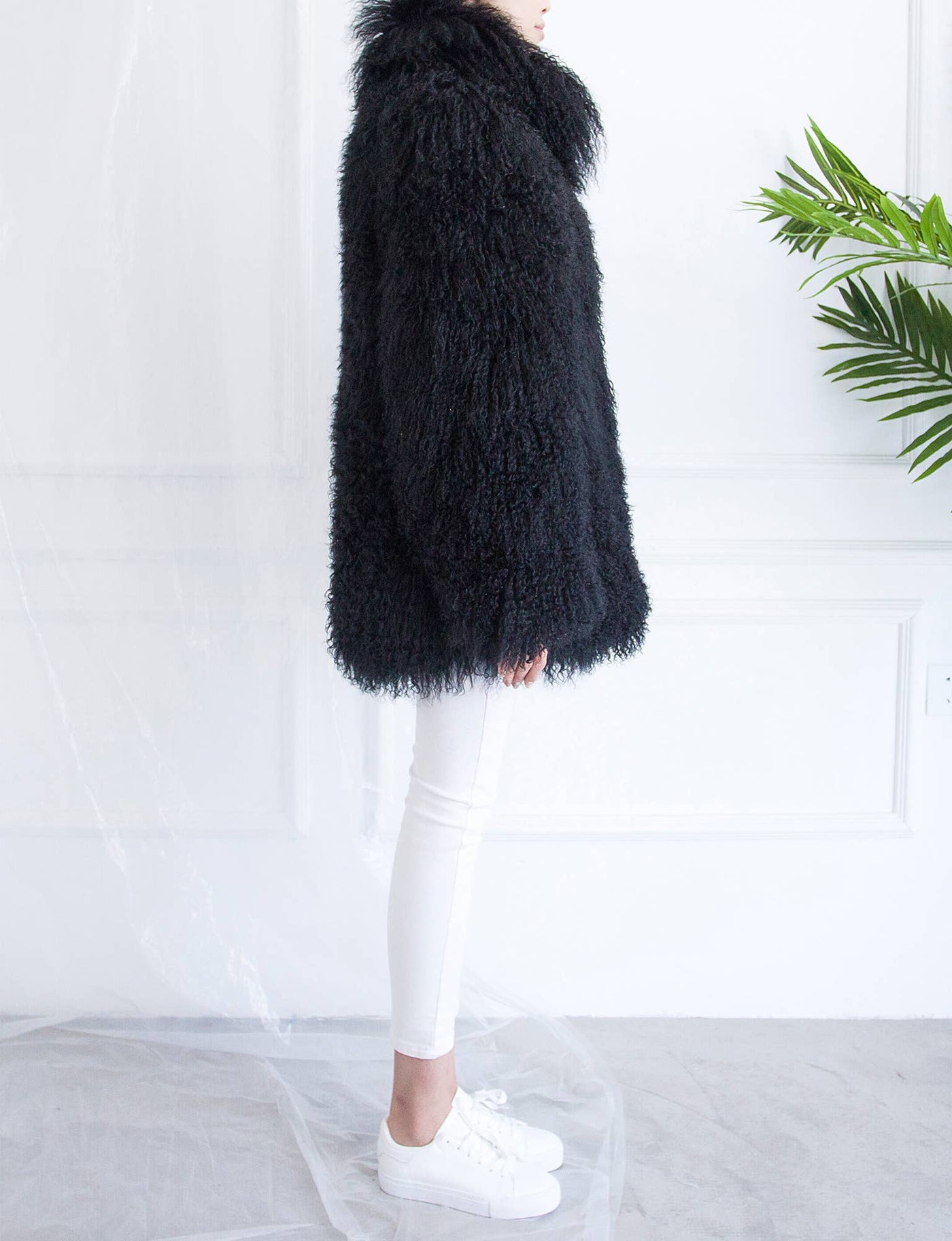 Shearling Car Coat Black