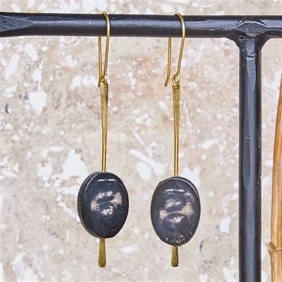 Sema Dark Horn Brass Earring