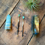 Load image into Gallery viewer, Porcupine Quill Turquoise and Brass Earrings
