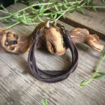 Load image into Gallery viewer, Leather 7-Strand Bracelet - Chocolate Brown &amp; Brass, Boho
