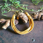 Load image into Gallery viewer, Leather 7-Strand Bracelet - Gold &amp; Brass, Boho Western Style
