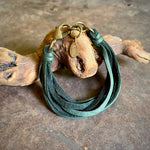 Load image into Gallery viewer, Leather 7-Strand Bracelet - Hunter Green &amp; Brass, Western
