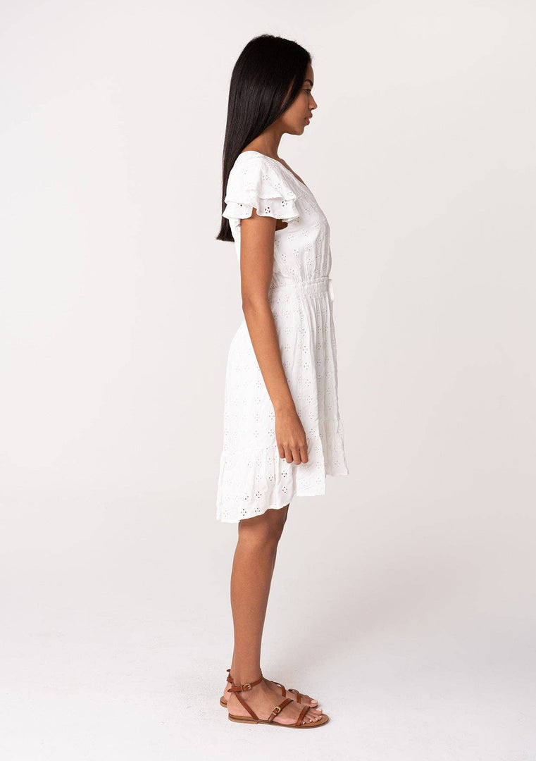 Eyelet Ruffle Mini Dress