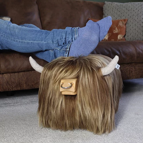 Highland Bull Footstool - Honey