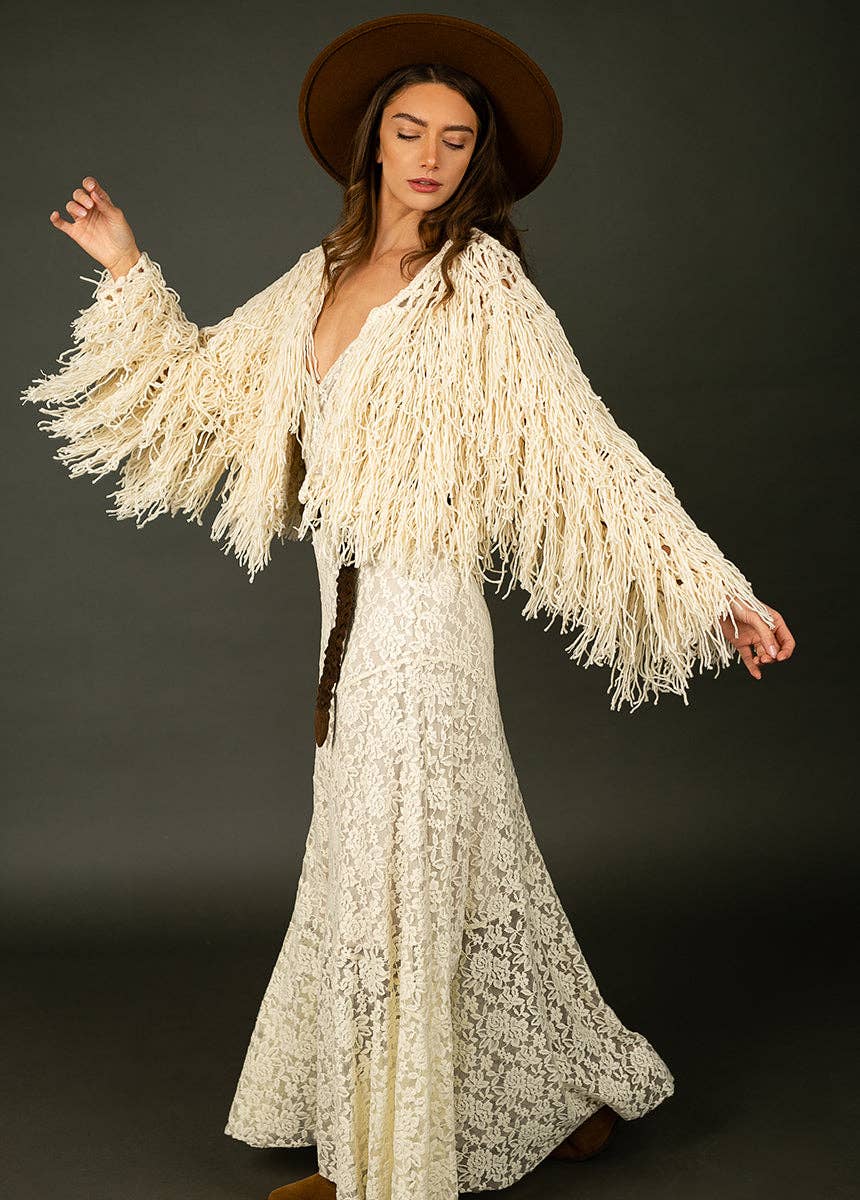 Paulie Fringe Jacket in Cream