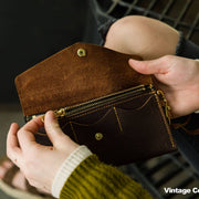 Women's Leather Clutch Wallet - Bifold