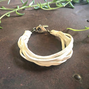 Leather 7-Strand Bracelet - White & Silver, Boho Western