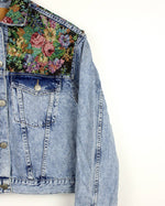 Load image into Gallery viewer, Recycled Floral Tapestry Denim Jacket