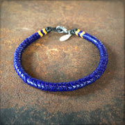 Snake Glass Bracelet - Indigo Blue, Chevron Bead Bracelet: Large - 8.5