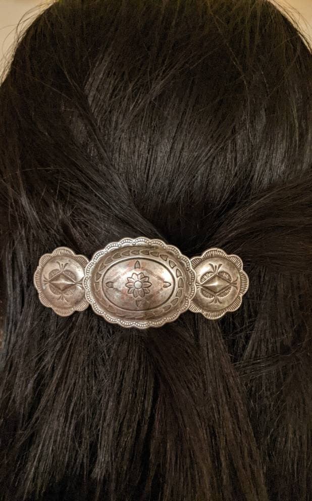 Silver Barrette, Western Hairclip, Southwestern Style