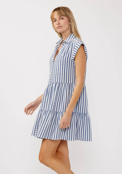 Striped Button-Down Mini Dress