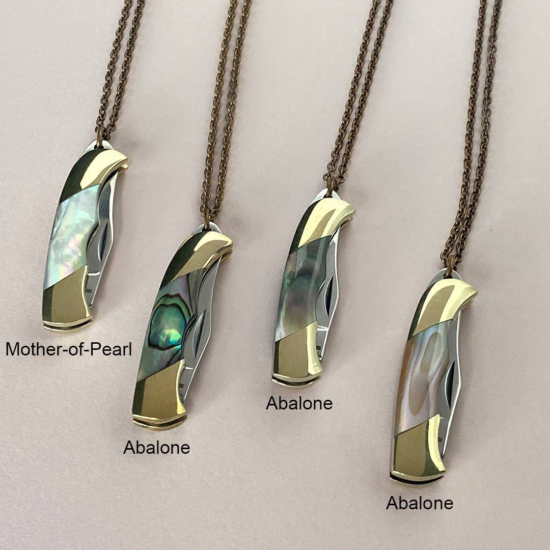 Shell Handled Knife Necklace – Aged Brass Chain