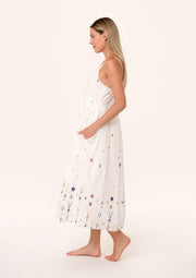 Embroidered Empire Waist Midi Dress