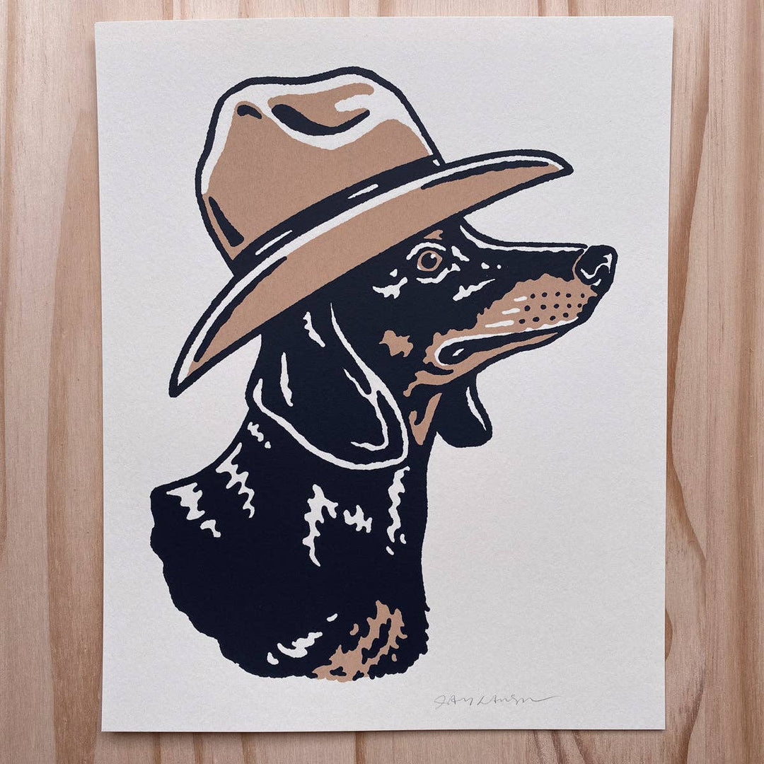 Dachshund Cowdog - Signed Silkscreen Print
