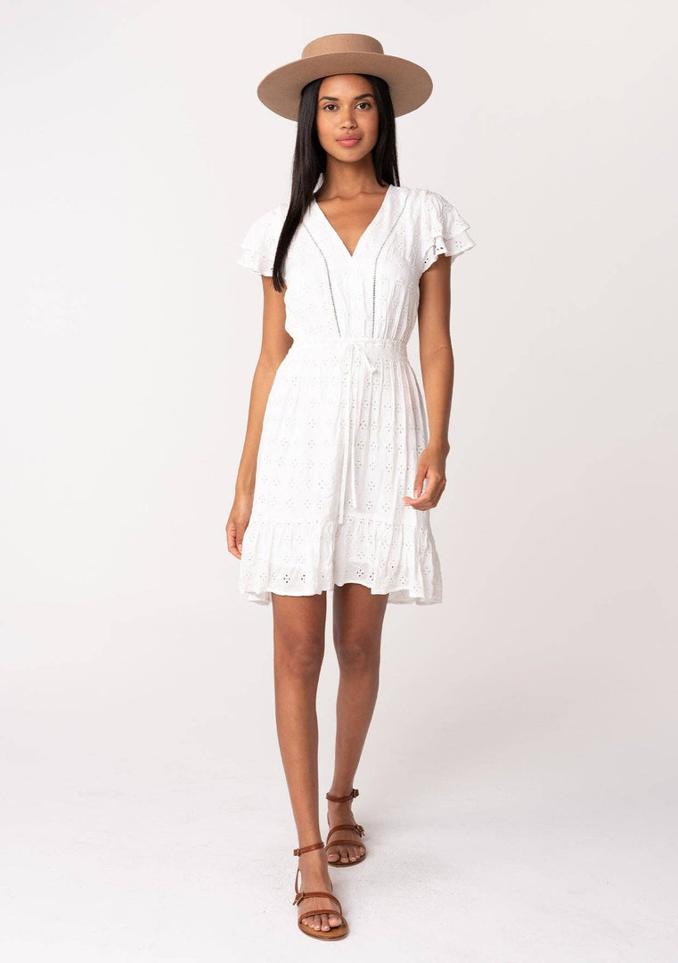 Eyelet Ruffle Mini Dress