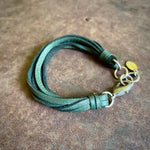 Load image into Gallery viewer, 7-Strand Leather Bracelet - Hunter Green &amp; Silver

