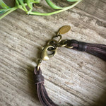 Load image into Gallery viewer, Leather 7-Strand Bracelet - Chocolate Brown &amp; Brass, Boho
