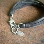 Load image into Gallery viewer, Leather 7-Strand Bracelet - Black &amp; Silver, Boho Western
