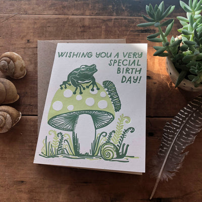 Birthday Frog Mushroom Card