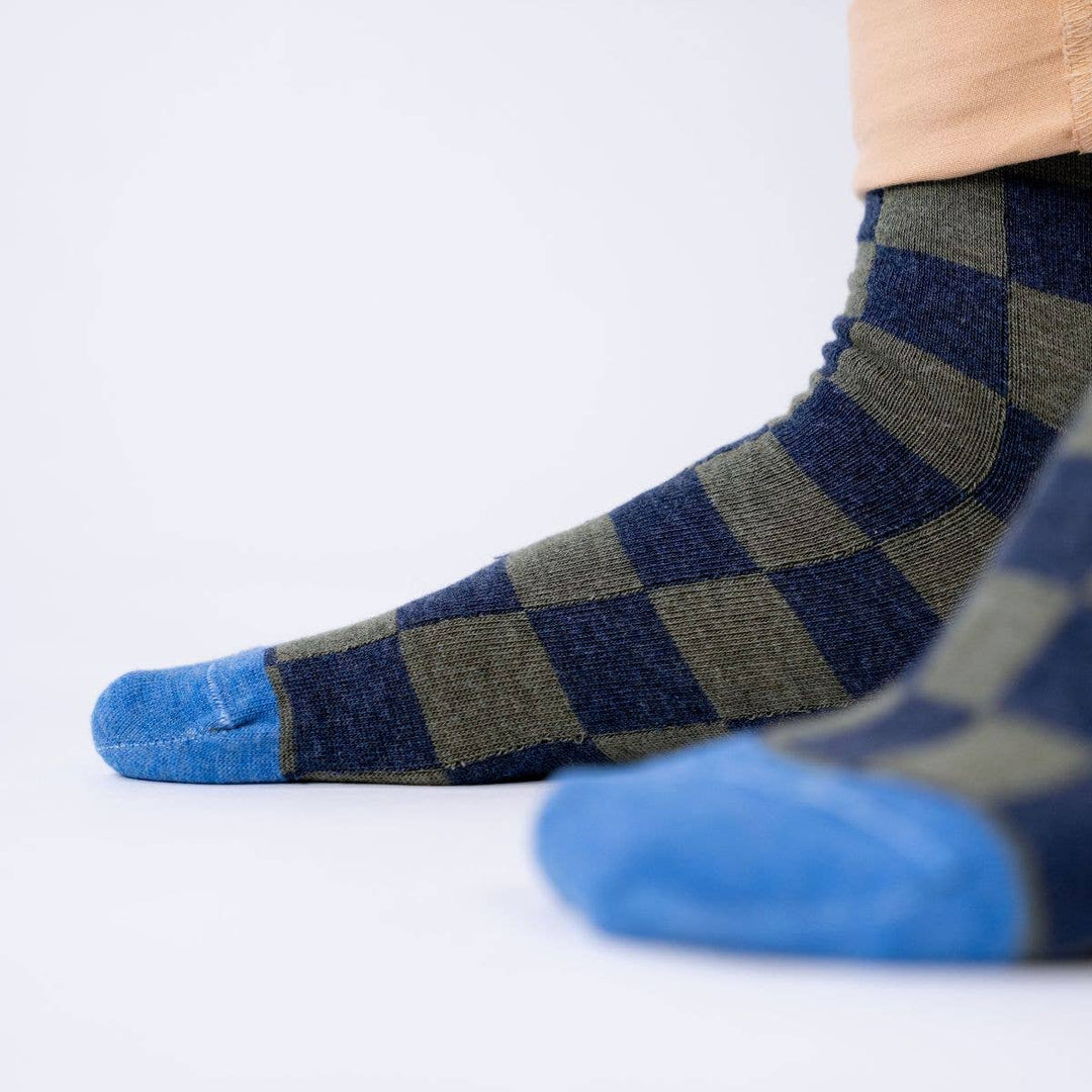 Checkered Combed Cotton Socks