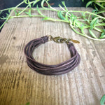 Load image into Gallery viewer, Leather 7-Strand Bracelet - Chocolate Brown &amp; Brass, Boho
