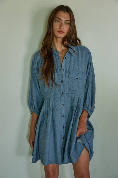 Cotton Button Down Mini Dress