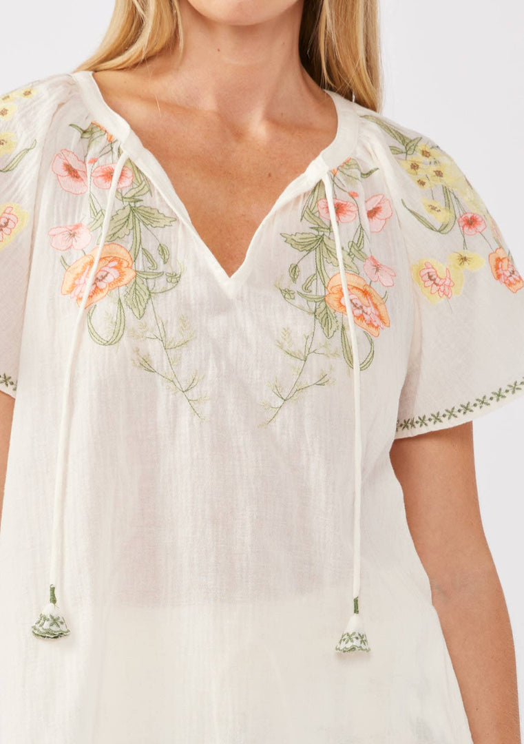 Floral Embroidery Short Sleeve Top