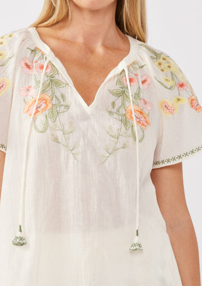 Floral Embroidery Short Sleeve Top