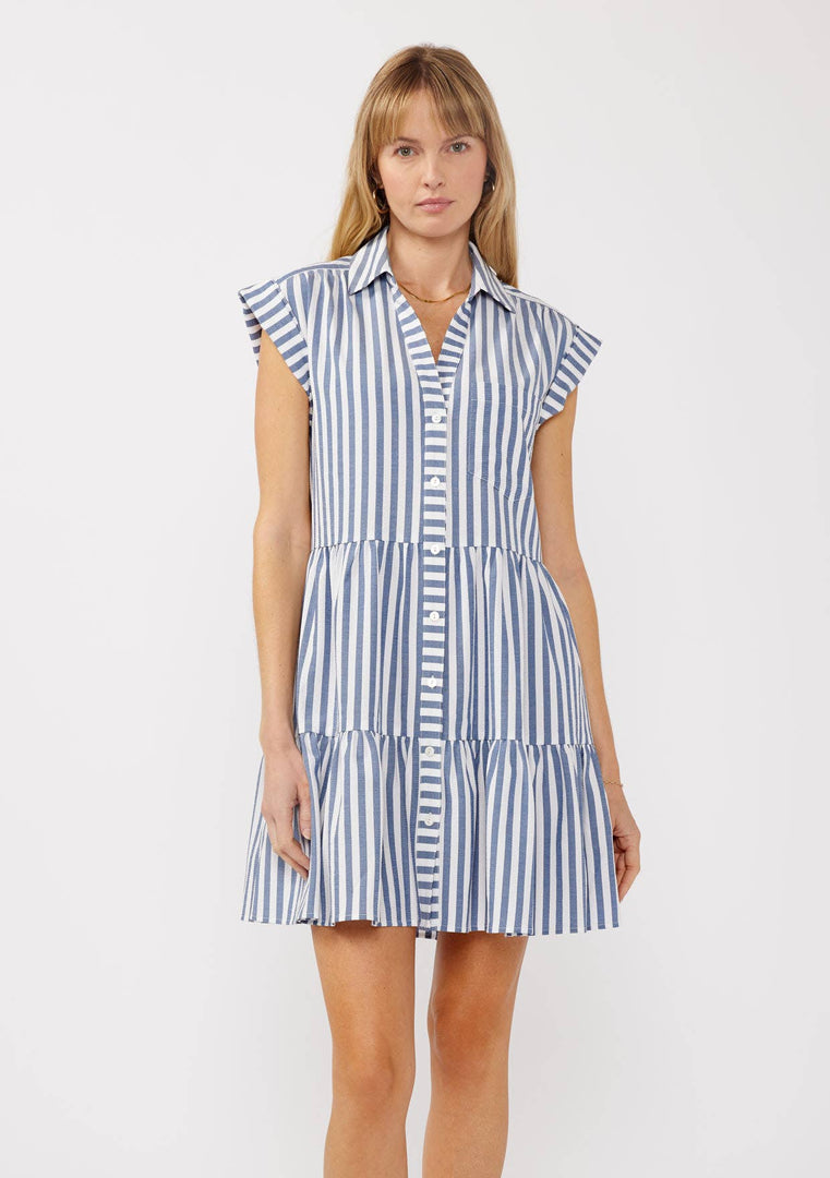 Striped Button-Down Mini Dress