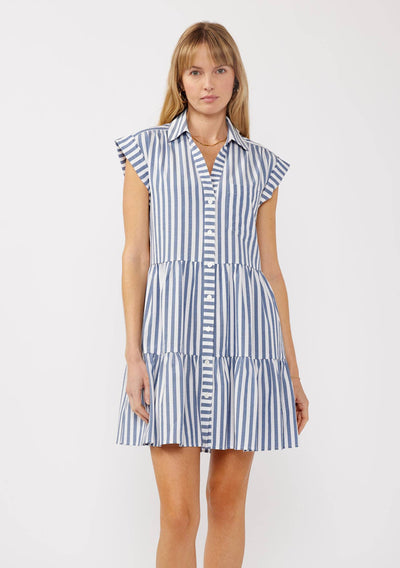 Striped Button-Down Mini Dress