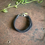 Load image into Gallery viewer, Leather 7-Strand Bracelet - Black &amp; Silver, Boho Western
