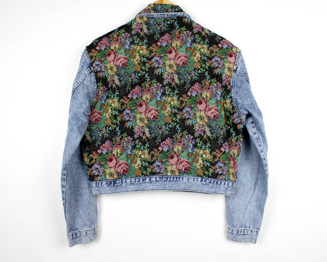 Recycled Floral Tapestry Denim Jacket