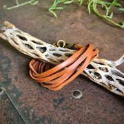 Leather 7-Strand Bracelet - Rust & Brass, Boho Western