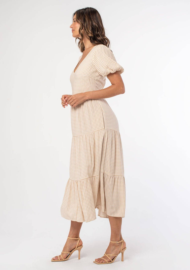 Gingham Puff Sleeve Dress