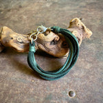 Load image into Gallery viewer, 7-Strand Leather Bracelet - Hunter Green &amp; Silver

