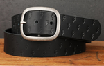 Load image into Gallery viewer, Black Leather Belt with Embossed Lightning Bolts
