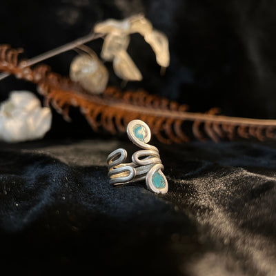 Silver Droplets Turquoise Ring