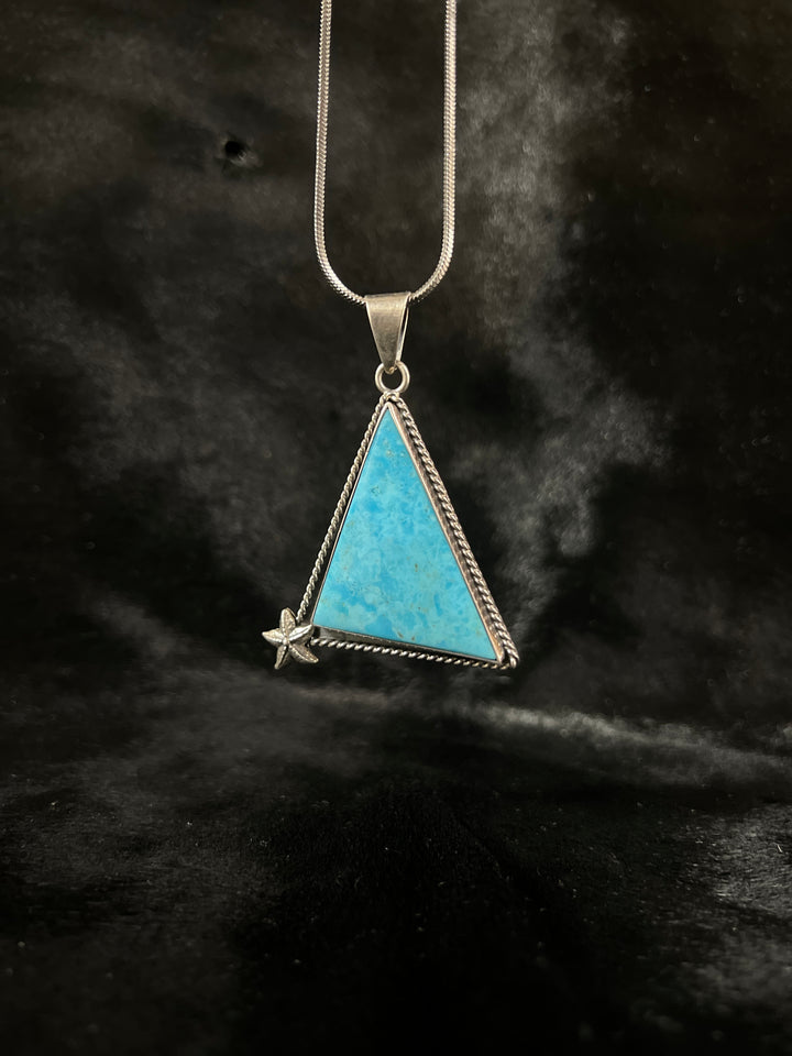 Kingman Turquoise Triangle Star Pendant