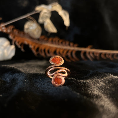 Copper Circles Coral Ring