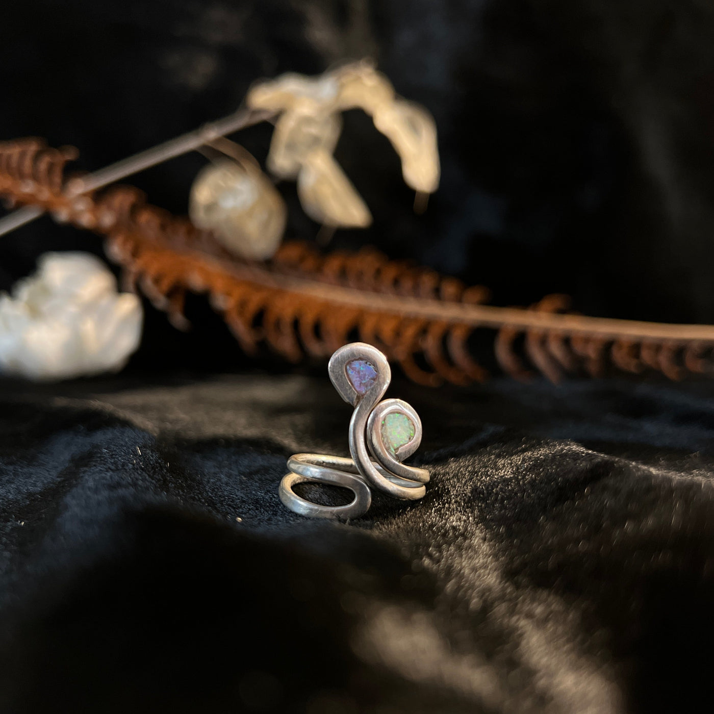 Silver Wind Whisp Opal Ring