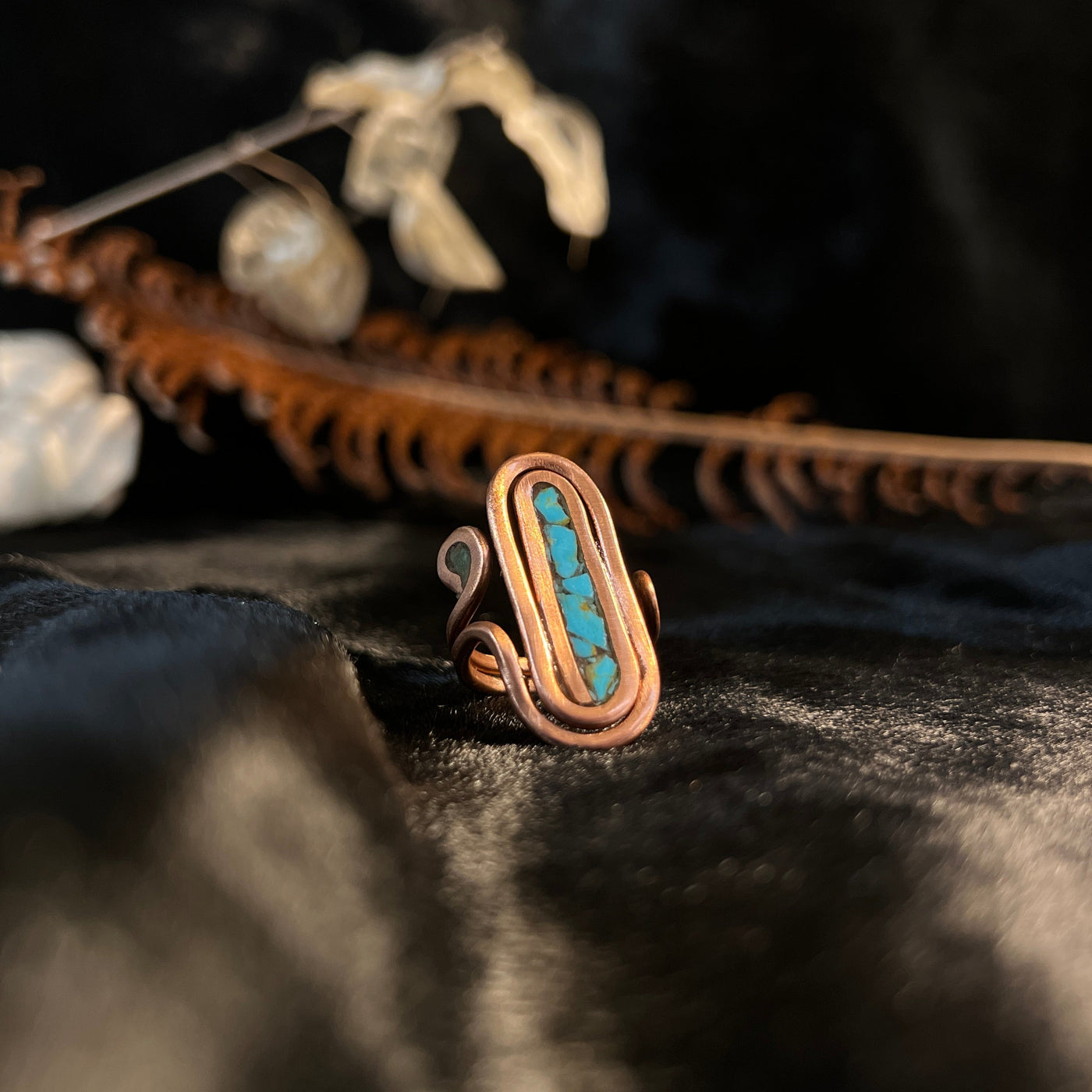 Copper Oval Turquoise Ring #2