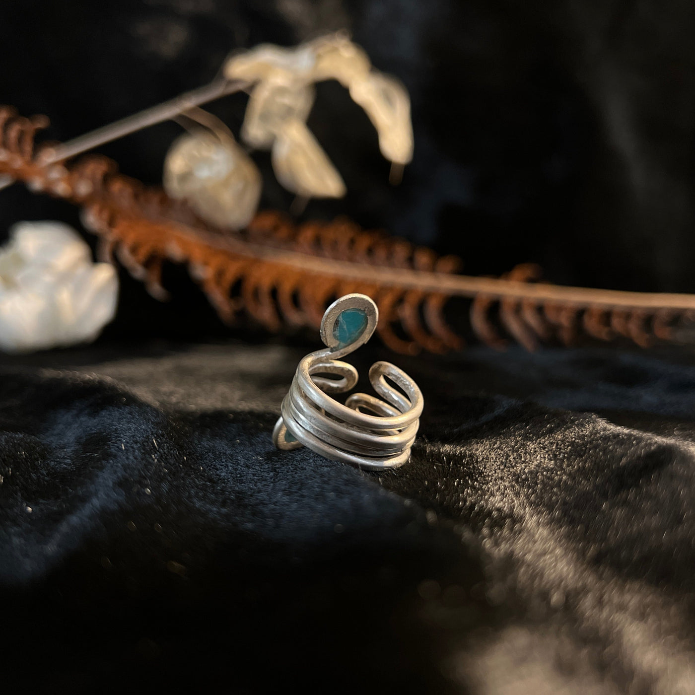 Silver Droplets Turquoise Ring