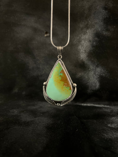 Tyrone Turquoise Feather Drop Pendant