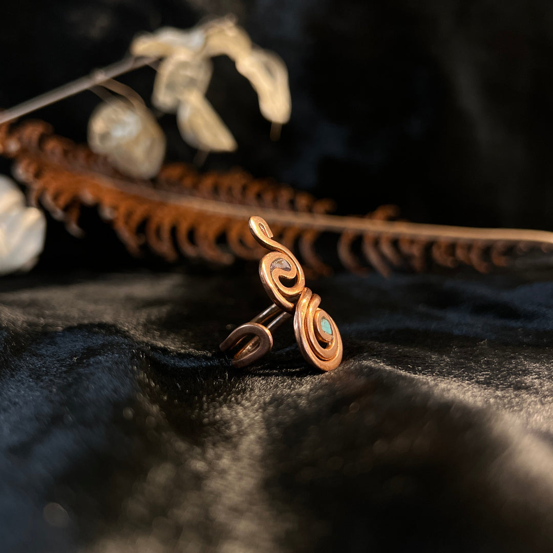 Copper Spiral Turquoise Ring #4